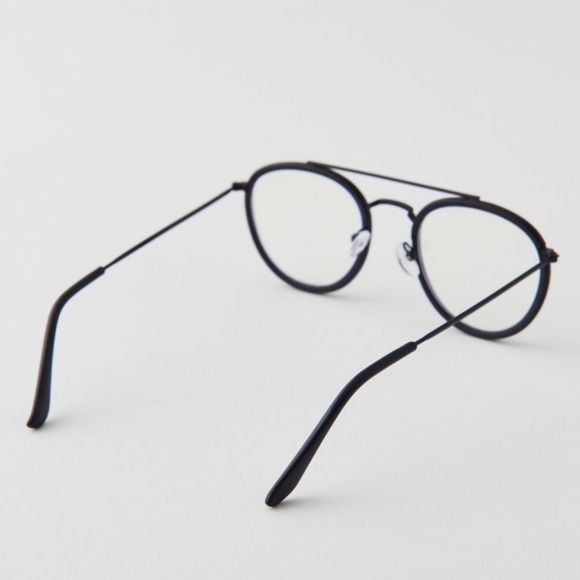 UO Black Rimmed Aviator Blue Light Blocking Clear Lens Glasses - Picture 5 of 8